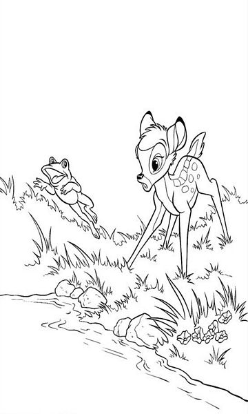 kolorowanka Bambi malowanka do wydruku Disney z bajki dla dzieci nr 37